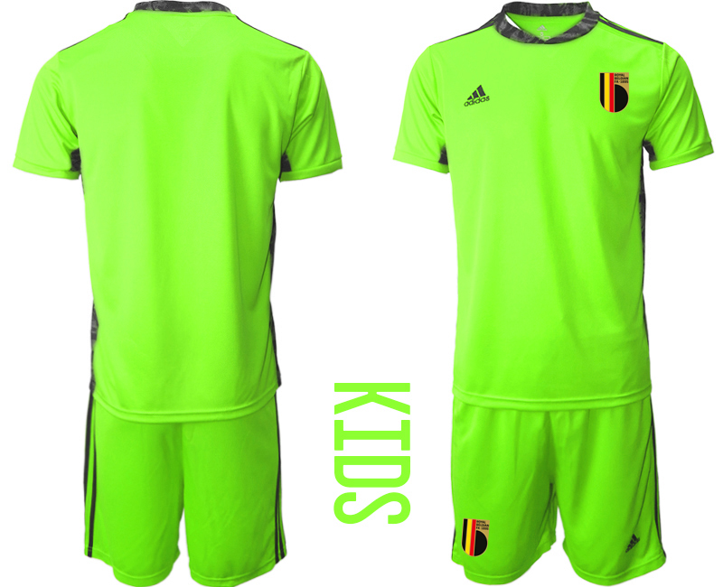 Youth 2021 European Cup Belgium green goalkeeper Soccer Jersey2->belgium jersey->Soccer Country Jersey